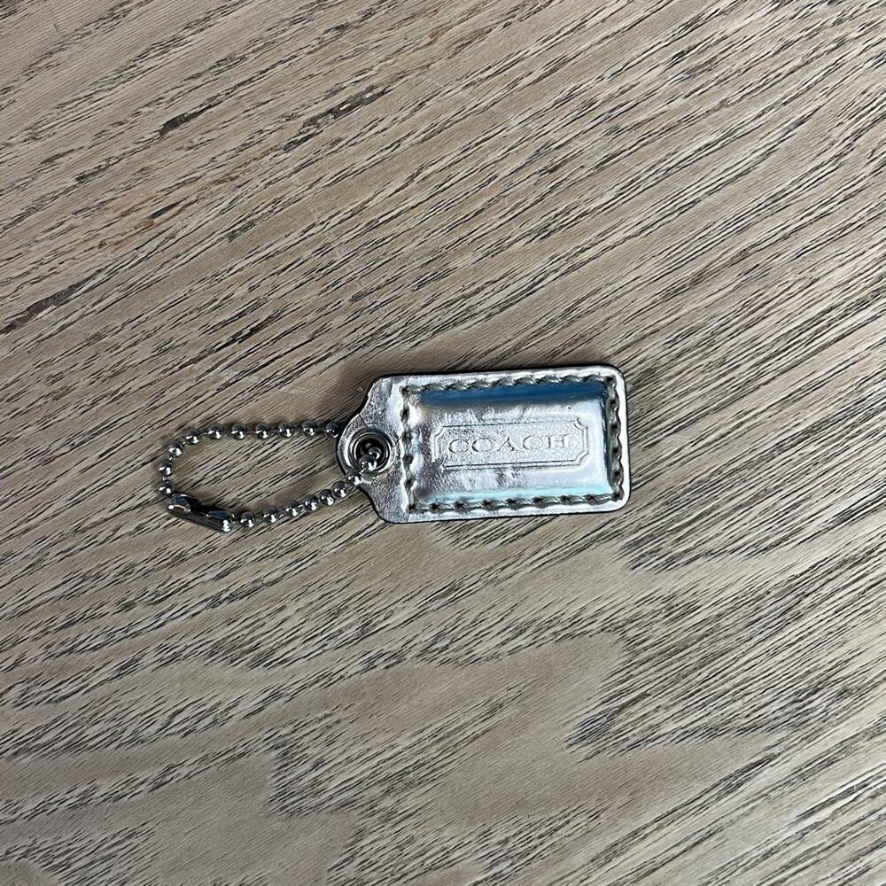 COACH 1.5" Hang Tag Replacement Mini Fob Bag Charm Leather Silver Ball Chain - Picture 1 of 3